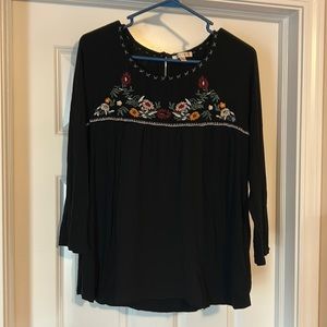 Skies are Blue by Stitch Fix embroidered blouse